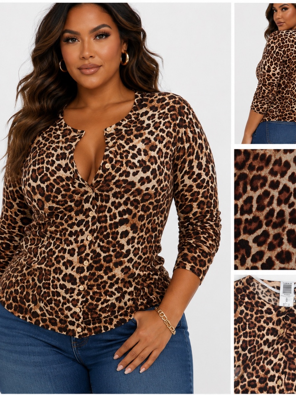 Torrid Leopard Button Front Cardigan Sweater